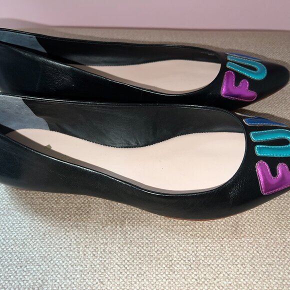 Kate Spade New York FUN Black Leather Ballet Flats Size 8M - Picture 5 of 6